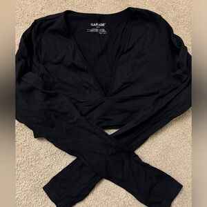 Garage Black Long Sleeve Crop Top